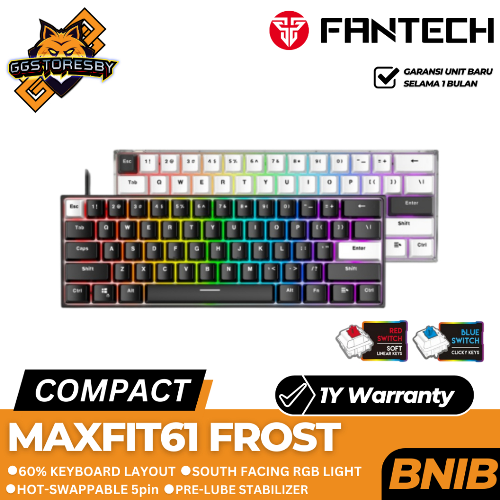 Jual FANTECH MAXFIT61 FROST HOTSWAP Mechanical Gaming Keyboard Shopee Indonesia