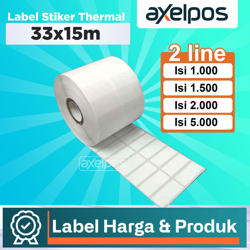 Jual Axelpos Kertas Label Stiker Thermal Barcode 33x15mm 2 Line Isi ...