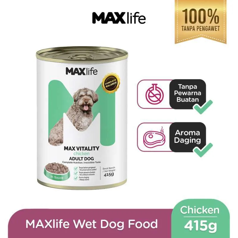 Jual MAXlife max life Wet Dog Food Chicken Tin kaleng 415gr