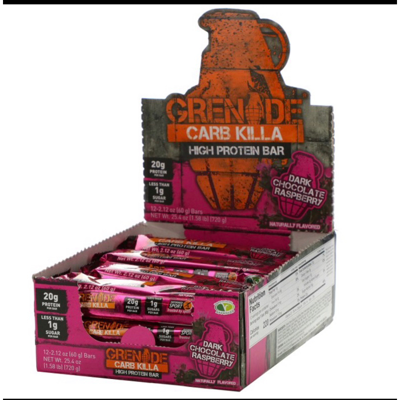 Jual PREORDER grenade protein bar dark chocolate raspberry 12bar / Box