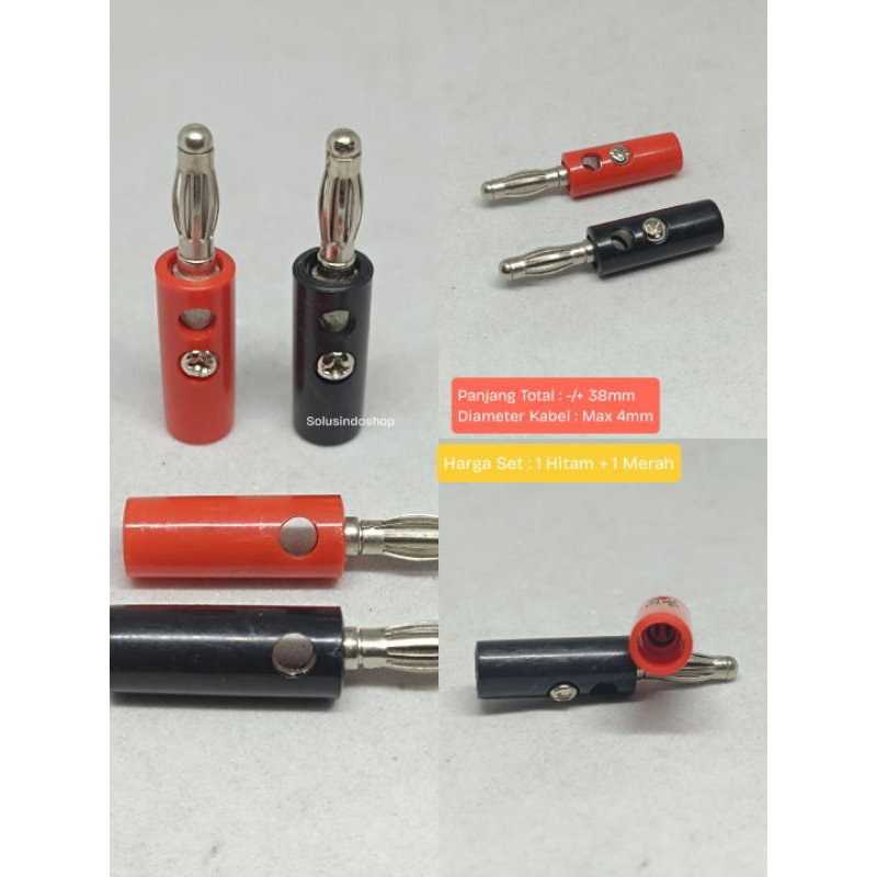 Jual Jack Jek Banana Jantan Male Audio Plug Pisang Merah Hitam Konektor ...