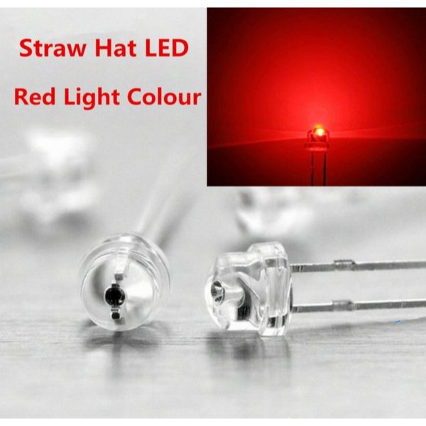 Jual LED 5mm Strawhat Red Clear Lens LED Topi 5mm Strawhat Merah 2pin ...