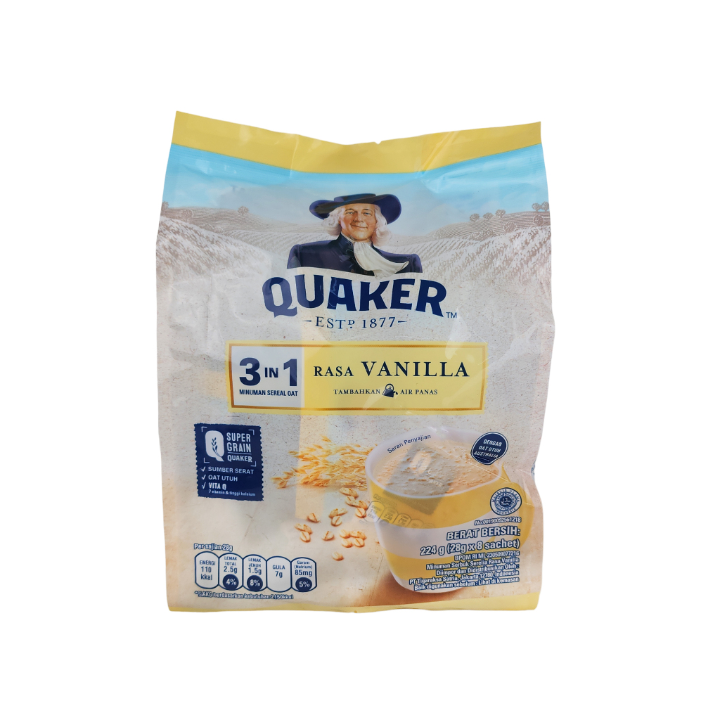 Jual Quaker Oat 3 IN1 - Netto 224 gr( 28gr x 8 bks) | Shopee Indonesia