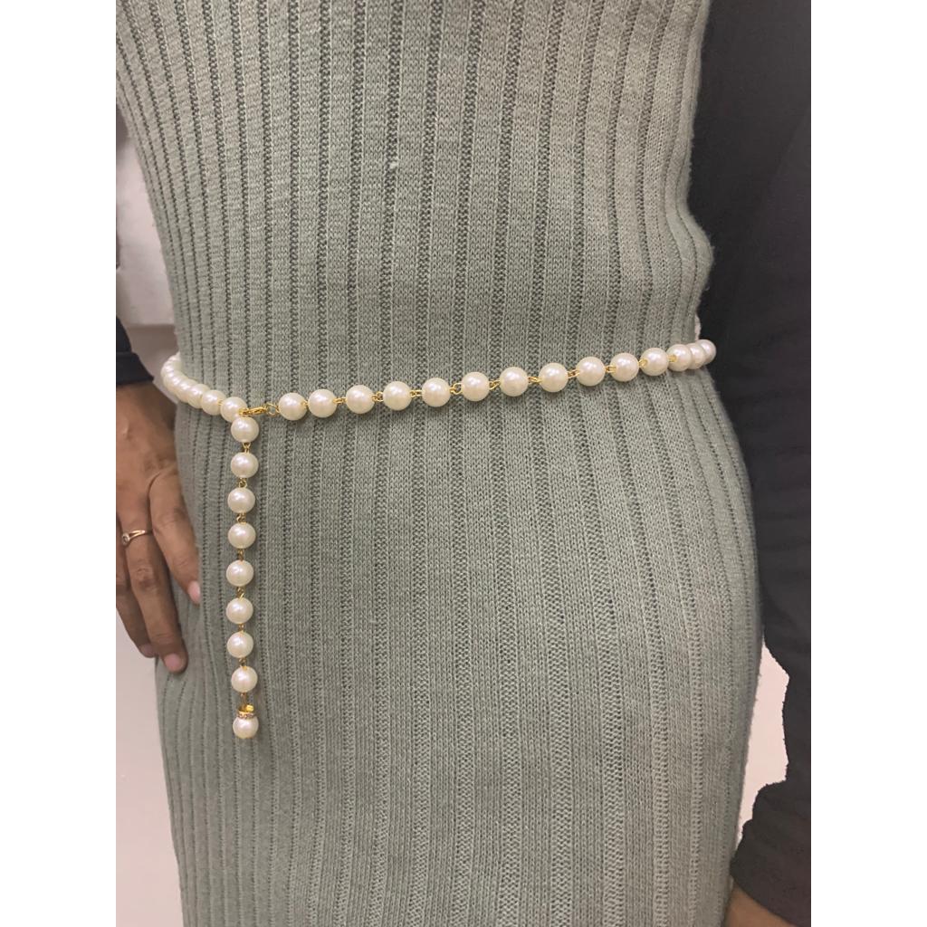 Jual Belt Mutiara Rantai Full Mutiara / Ikat Pinggang Belt Rantai Model ...