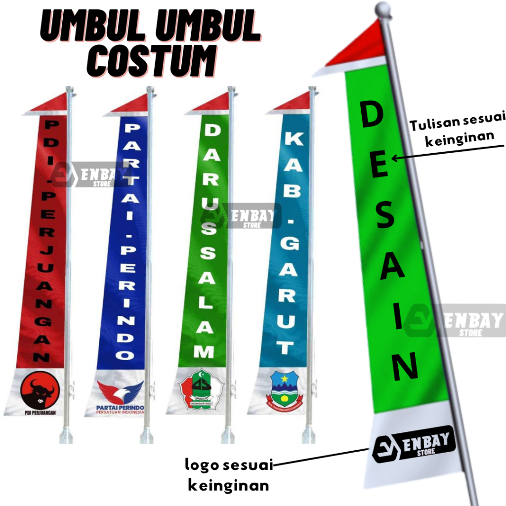 Jual Bendera Umbul Umbul Costum 3m Desain Logo Dan Warna Bisa Request Shopee Indonesia