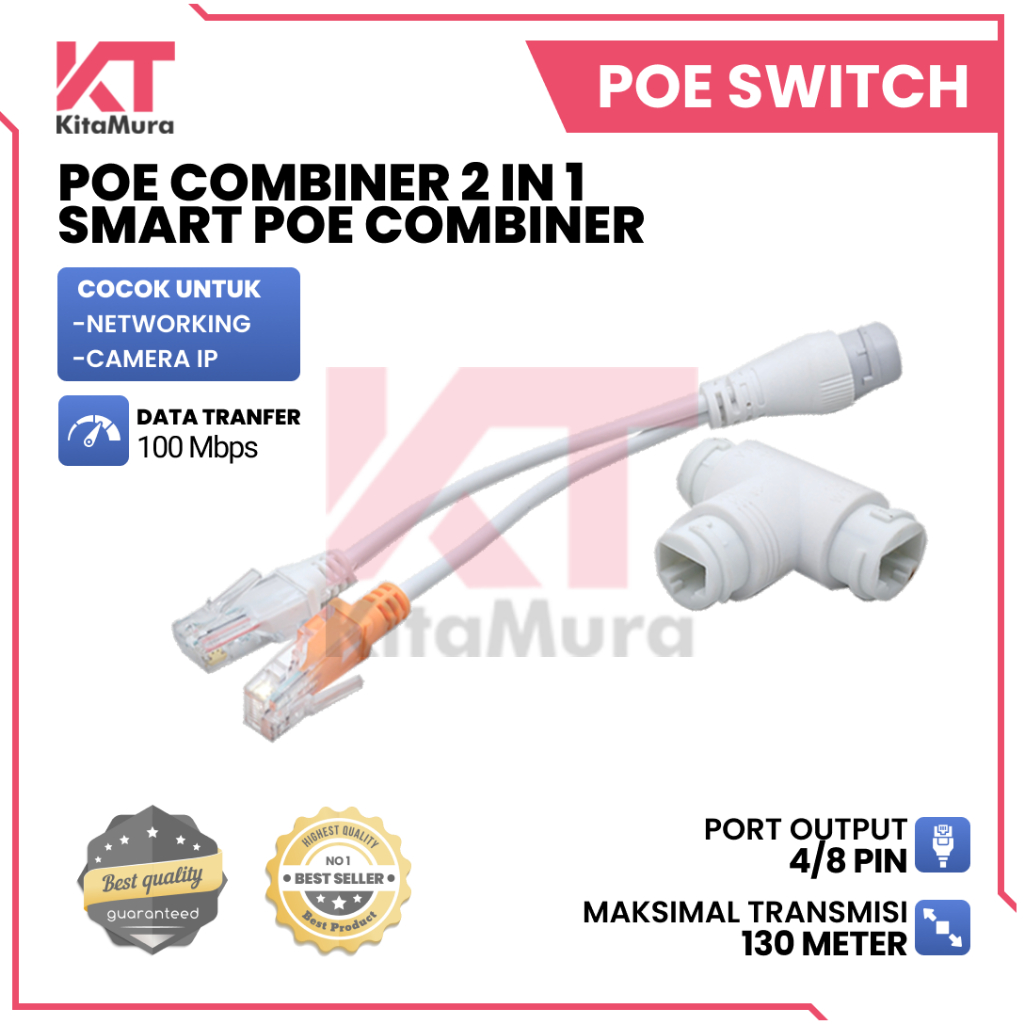 Jual POE Splitter Combiner 2 in 1 Smart POE Combiner 3 Way Kabel