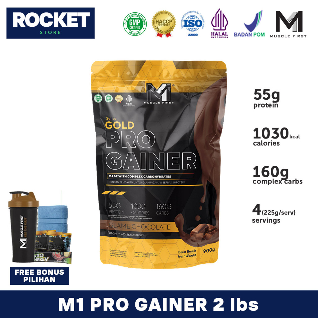 Jual Muscle First Pro Gainer 2 Lbs 2lbs 900 Gr - Gold Series Mass M1 ...