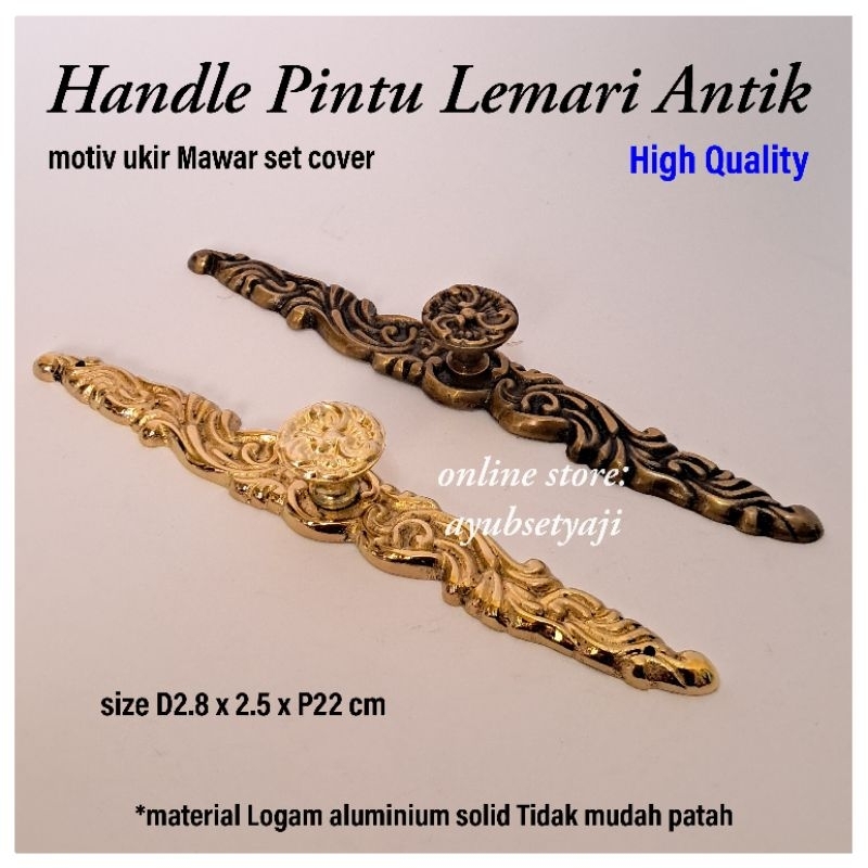 Jual Handle Pintu Lemari Knob Mawar Set Cover Panjang Tarikan Laci Knob Loker Almari Buffet