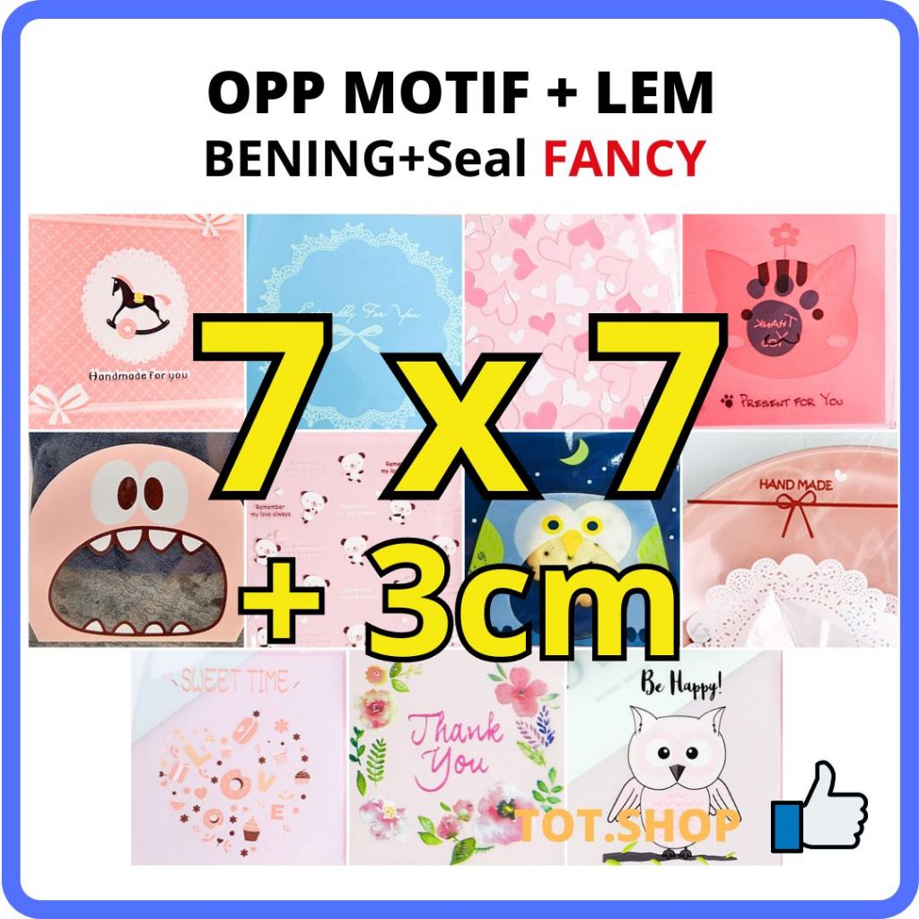 Jual [isi 100] PLASTIK OPP MOTIF - 7x7 roti donat makanan + lem bakery ...