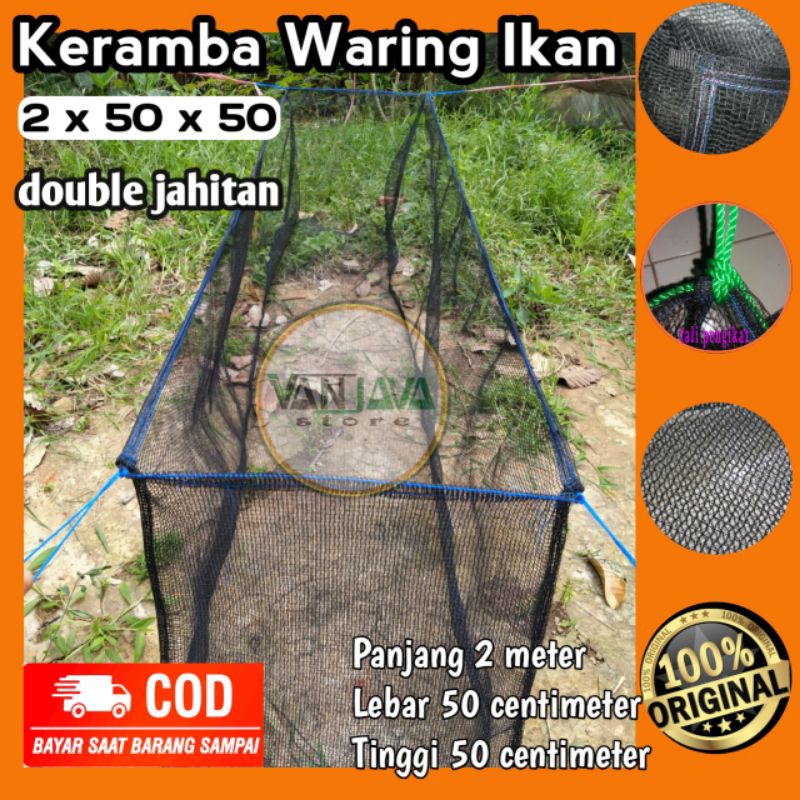Jual [COD] keramba ikan 2x0.5x0.5 kotak nila lele jaring ikan siap ...