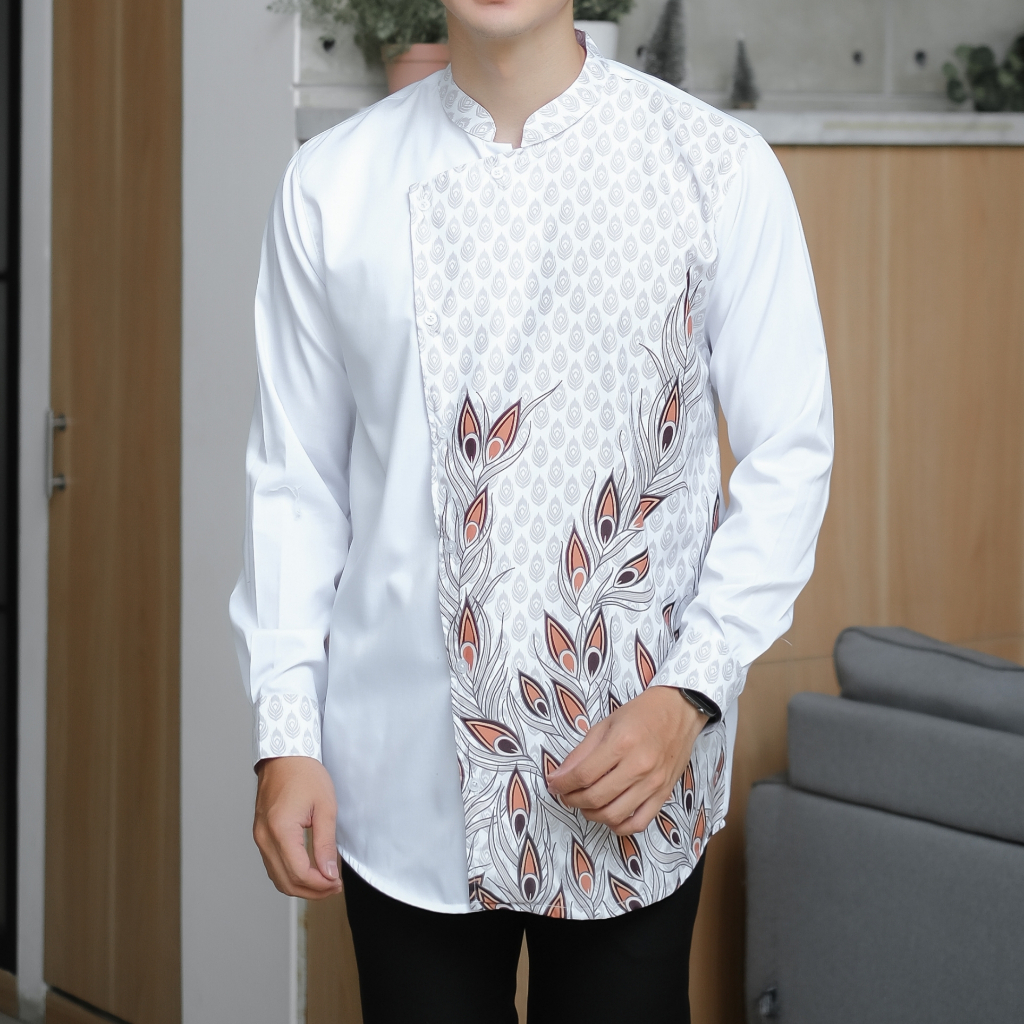 Kemko Lengan Panjang Motif Batik Tangkai Bunga Bahan Toyobo Dalah CHF