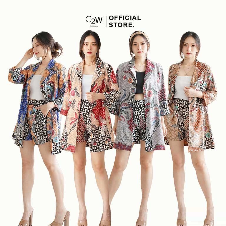 Jual C2w Clothtowear Set Batik Wanita All Size Satin Womens Clothes 996 Skr Shopee Indonesia 