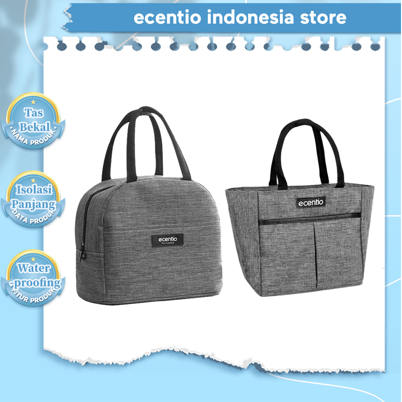 Jual ecentio tas bekal makanan Tote bag lunch bag totebag Tas