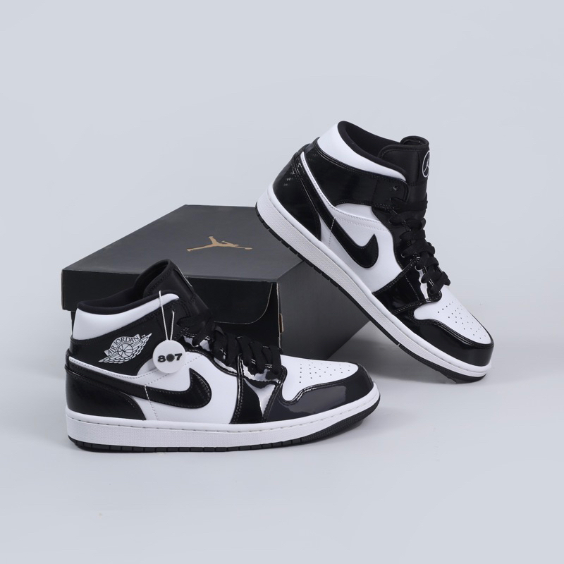 Jual Air Jordan 1 Mid Carbon Fiber Black White Shopee Indonesia