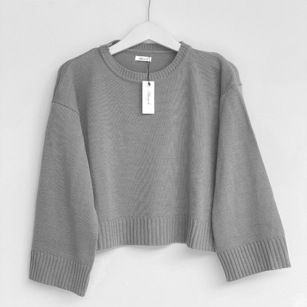 Jual Ahlami- Noura Basic Crop Top Oversize Crop Top Rajut Sweatshirt ...