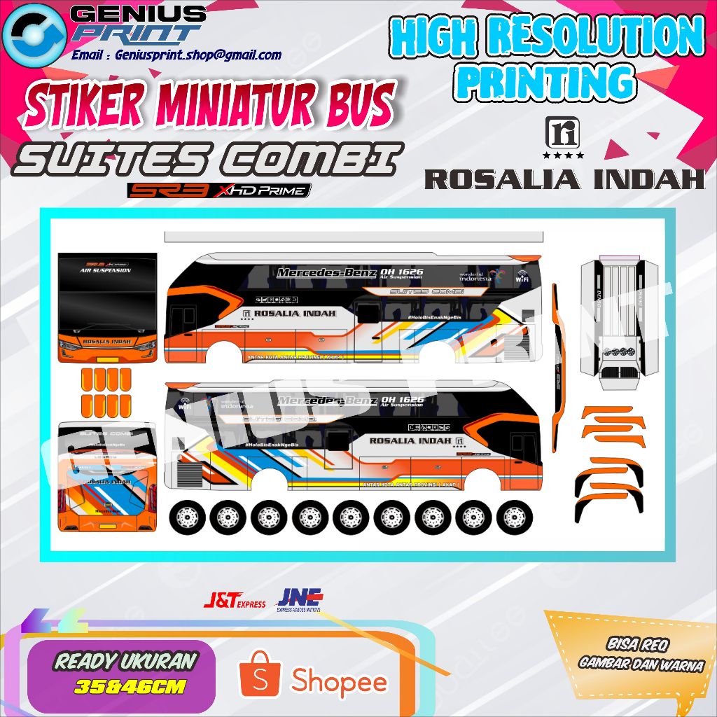 Jual Stiker A Miniatur Bus Sr Suite Combi Livery Gunung Harta Sinar Jaya Agra Mas