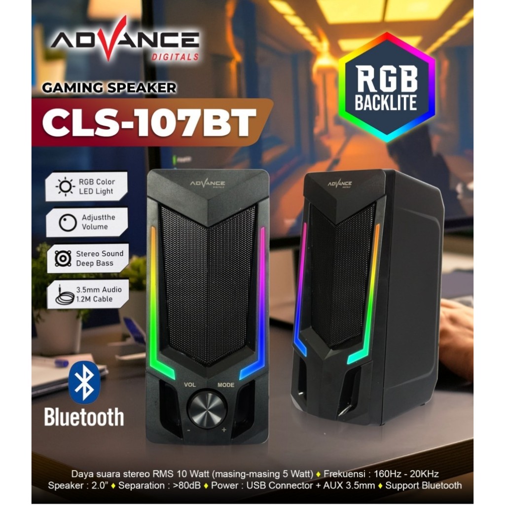 Jual Advance Speaker Gaming CLS-107BT RGB Bluetooth Portable | Shopee ...