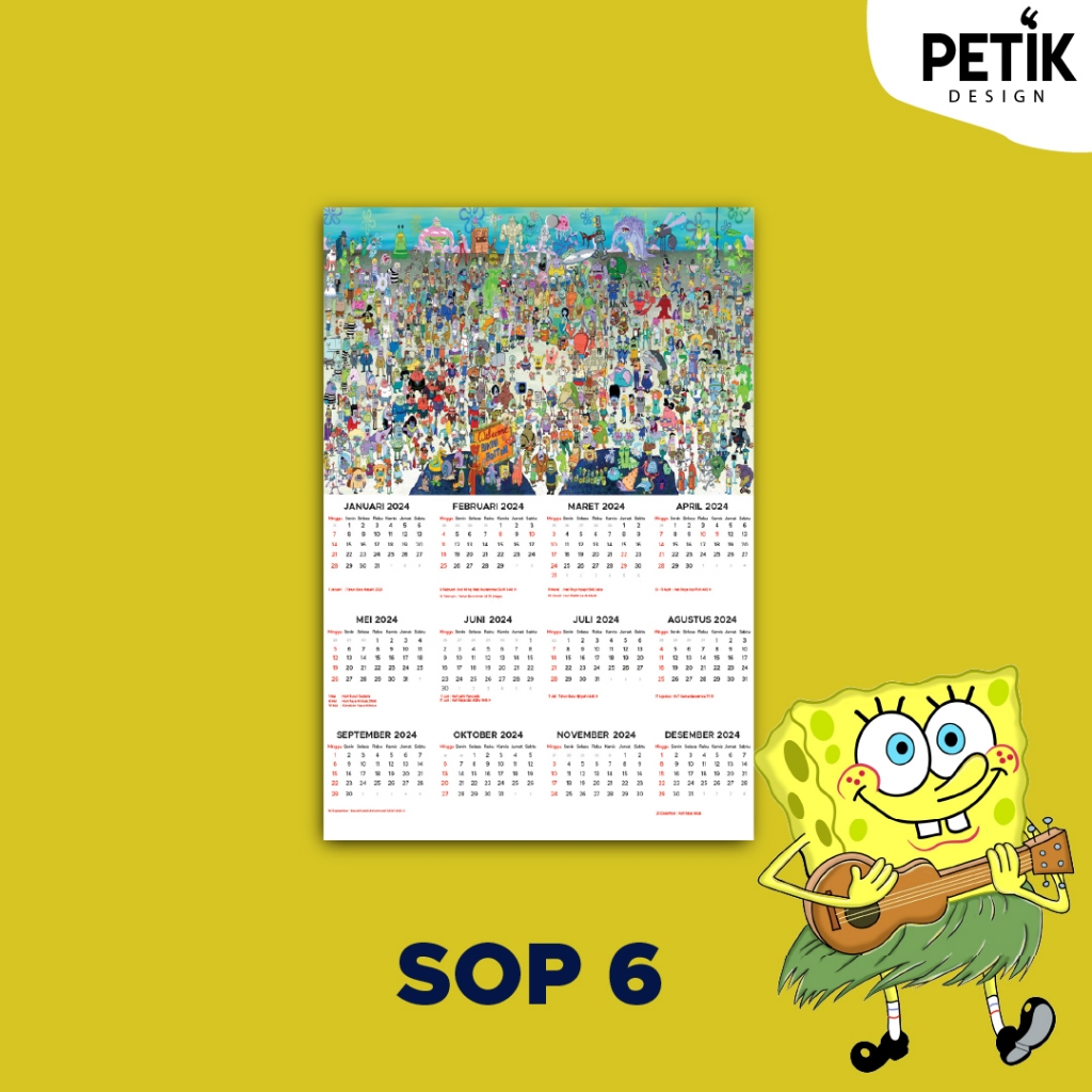 Jual Kalender Dinding Poster Spongebob Squarepants 2024 Shopee Indonesia