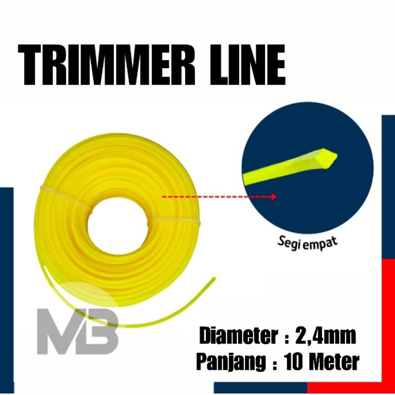 Jual Trimmer Line Tali Senar Nylon Potong Rumput 10 Meter Model Persegi ...
