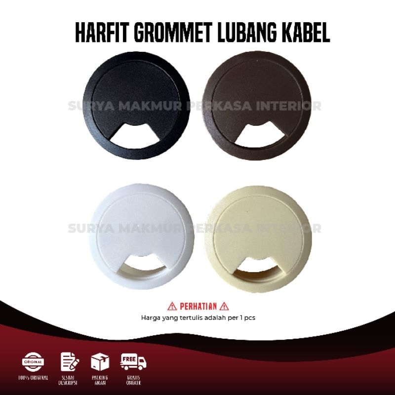 Jual Tutup Lubang Kabel Bulat Plastik Grommet Gromet Cable Meja