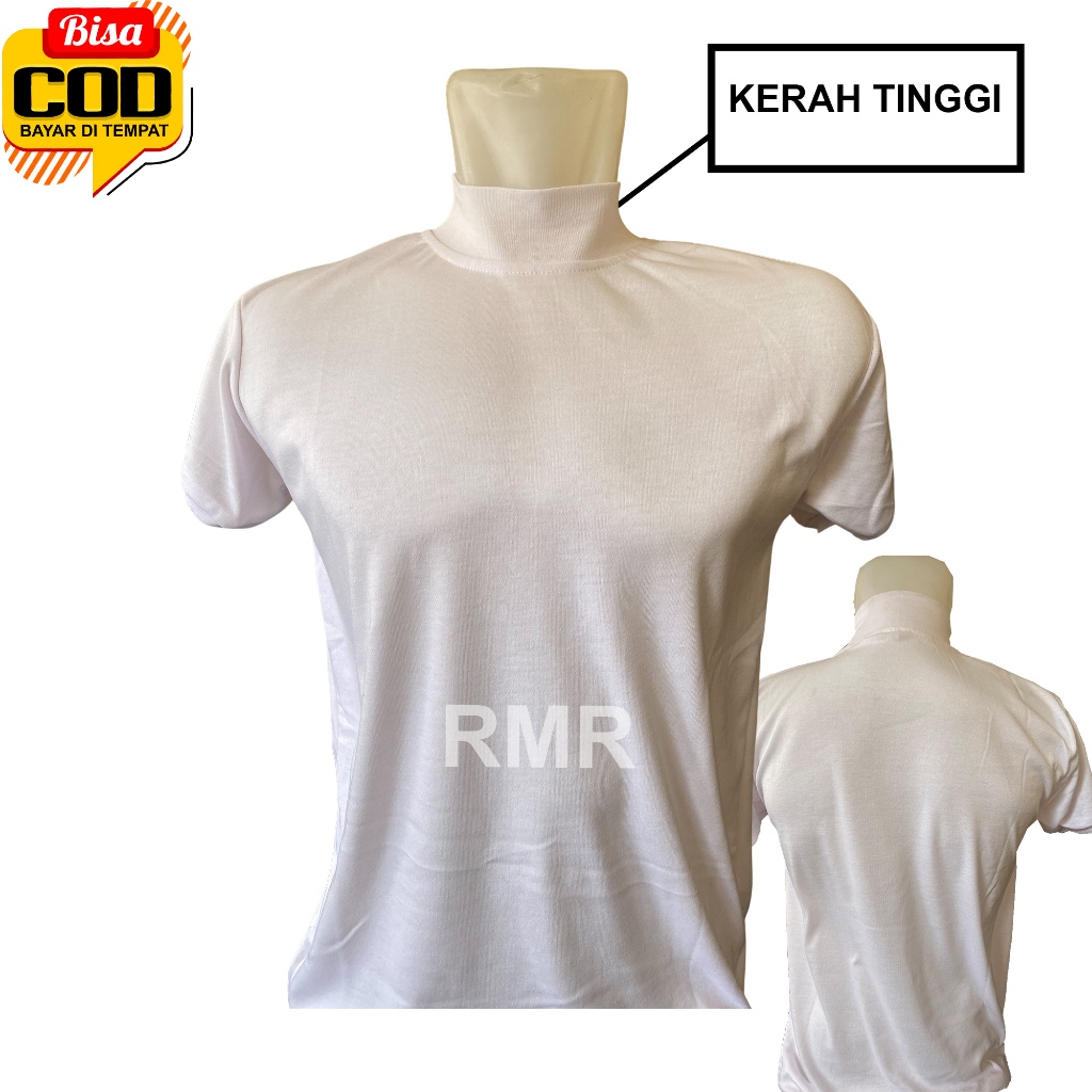 Jual Kaos Polos Warna Putih Kerah Tinggi Kaos Polos Putih Leher Tinggi Shopee Indonesia 4640