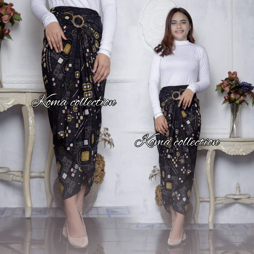 Rok Lilit Batik Moderen Megamendung Silver Rok Wisuda Rok Serut Rok Lilit  Bawahan Kebaya Moderen