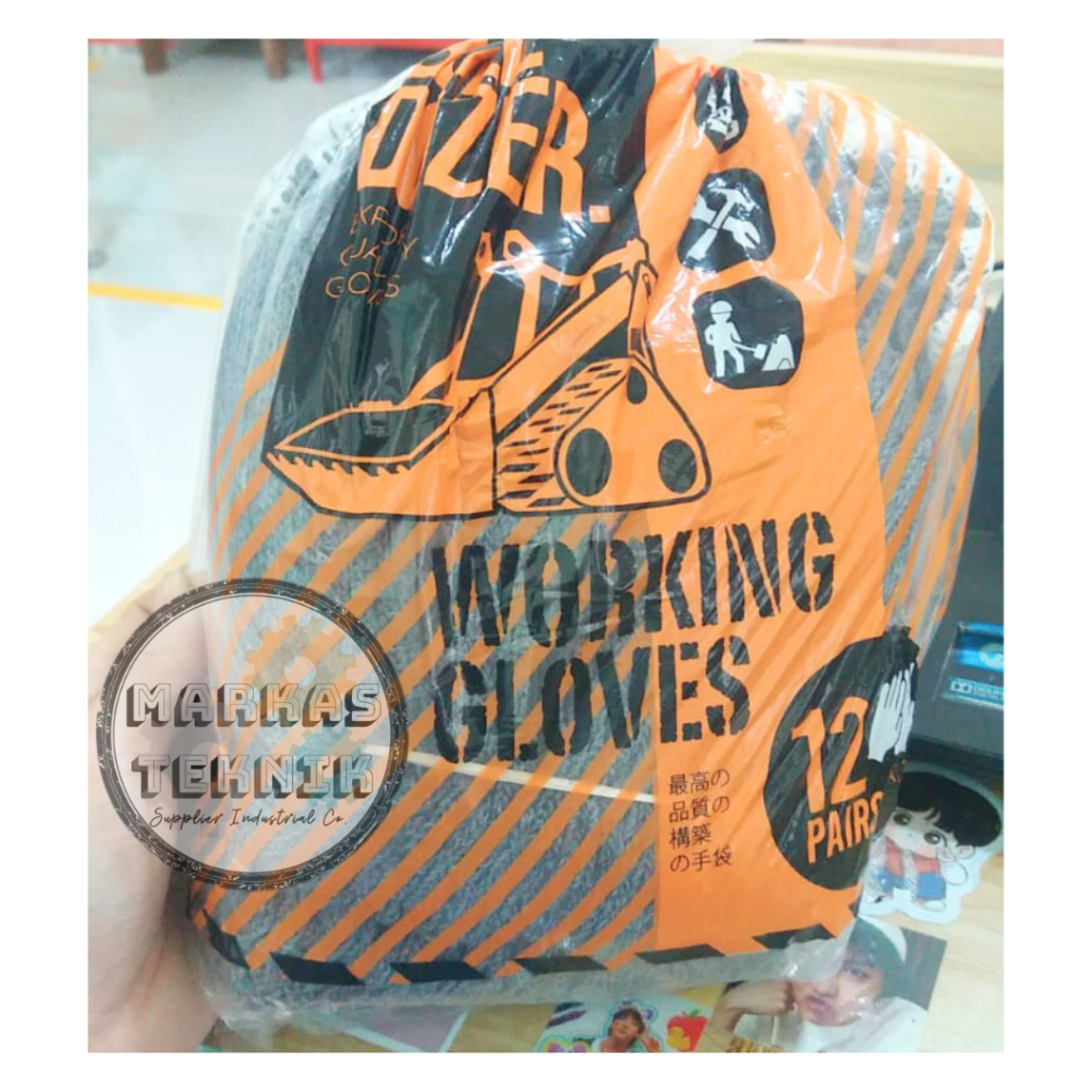 Jual Sarung Tangan Kerja Benang 3 ABU Kain Bangunan Safety Glove ...