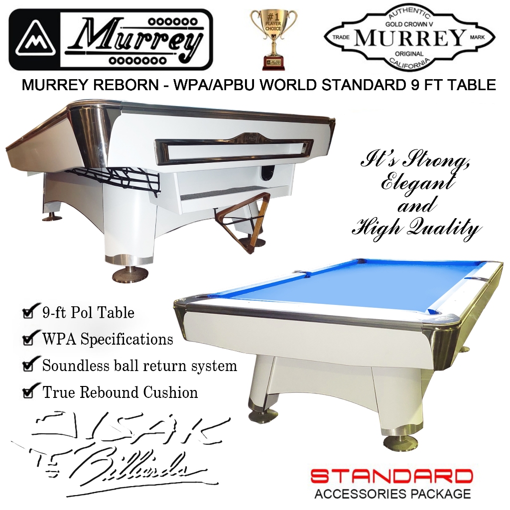 Jual Murrey Reborn 9 ft Pool Table - White - Meja Billiards 9 feet