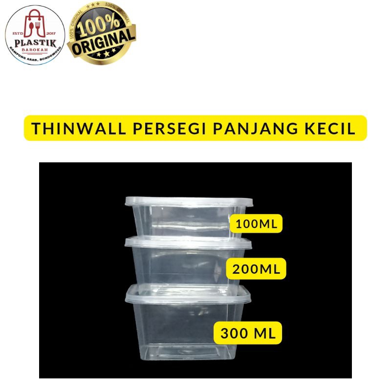 Jual Thinwall Persegi Panjang 3oo Ml Thinwall Klir Thinwall Kecil