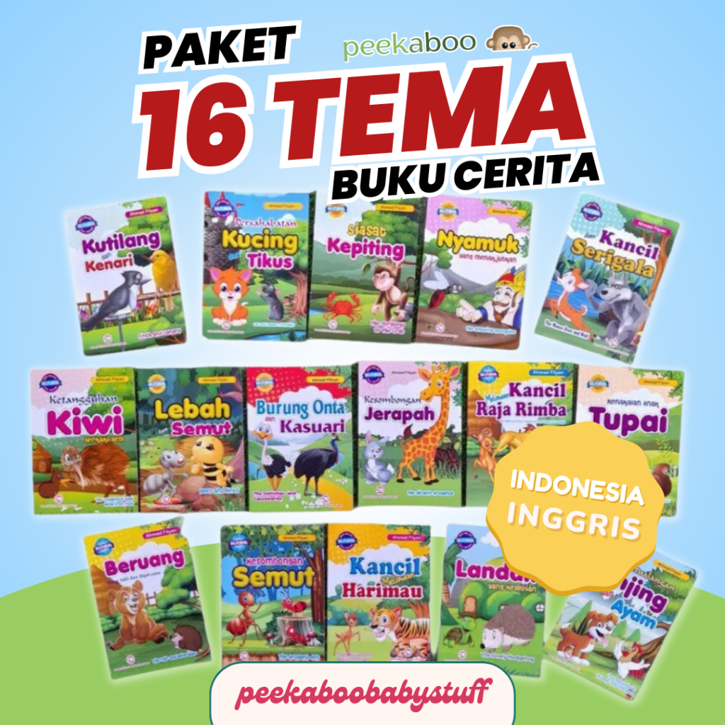 Jual PAKET 16 BUKU CERITA ANAK BILINGUAL DONGENG BERGAMBAR HEWAN ...