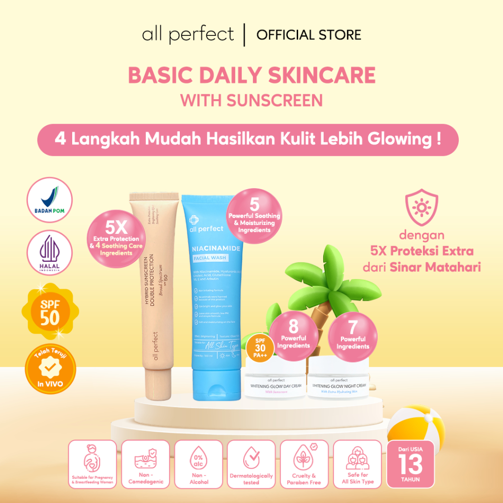 Jual All Perfect Basic Daily Skincare with Sunscreen Glow Everyday GET ...