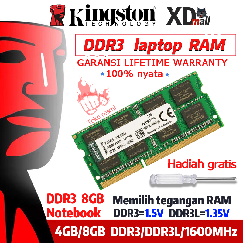 Jual Memory Ram Laptop Kingston Sodimm Ddr3 Ddr3l 4gb 8gb Original