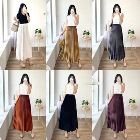 Rok Plisket Bludru Velvet 7 8 Premium Bisa Rok Plisket Bludru Pendek