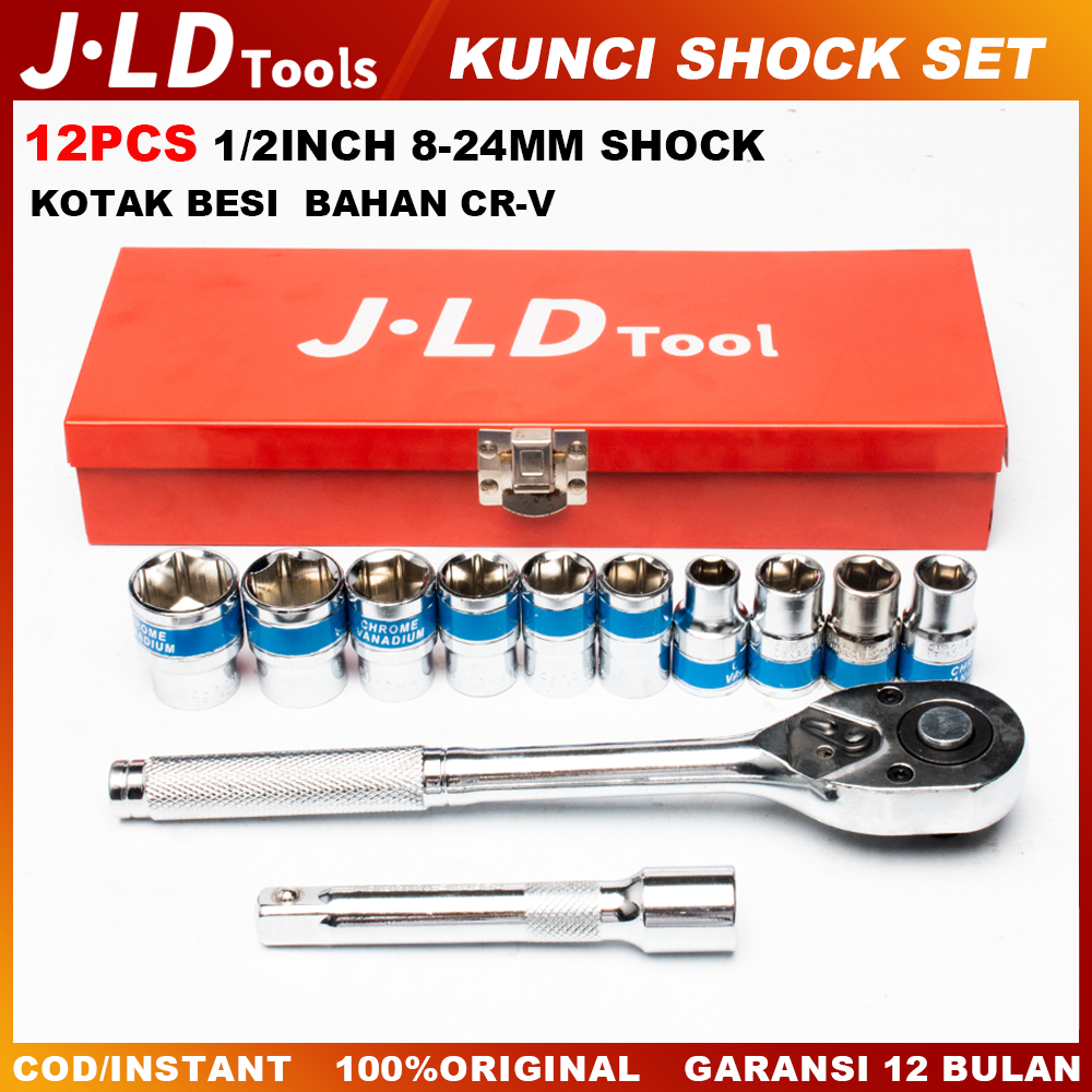 Jual JLD kunci shock set 12Pcs 8-24mm 1/2''kunci Socket Motor Lengkap ...