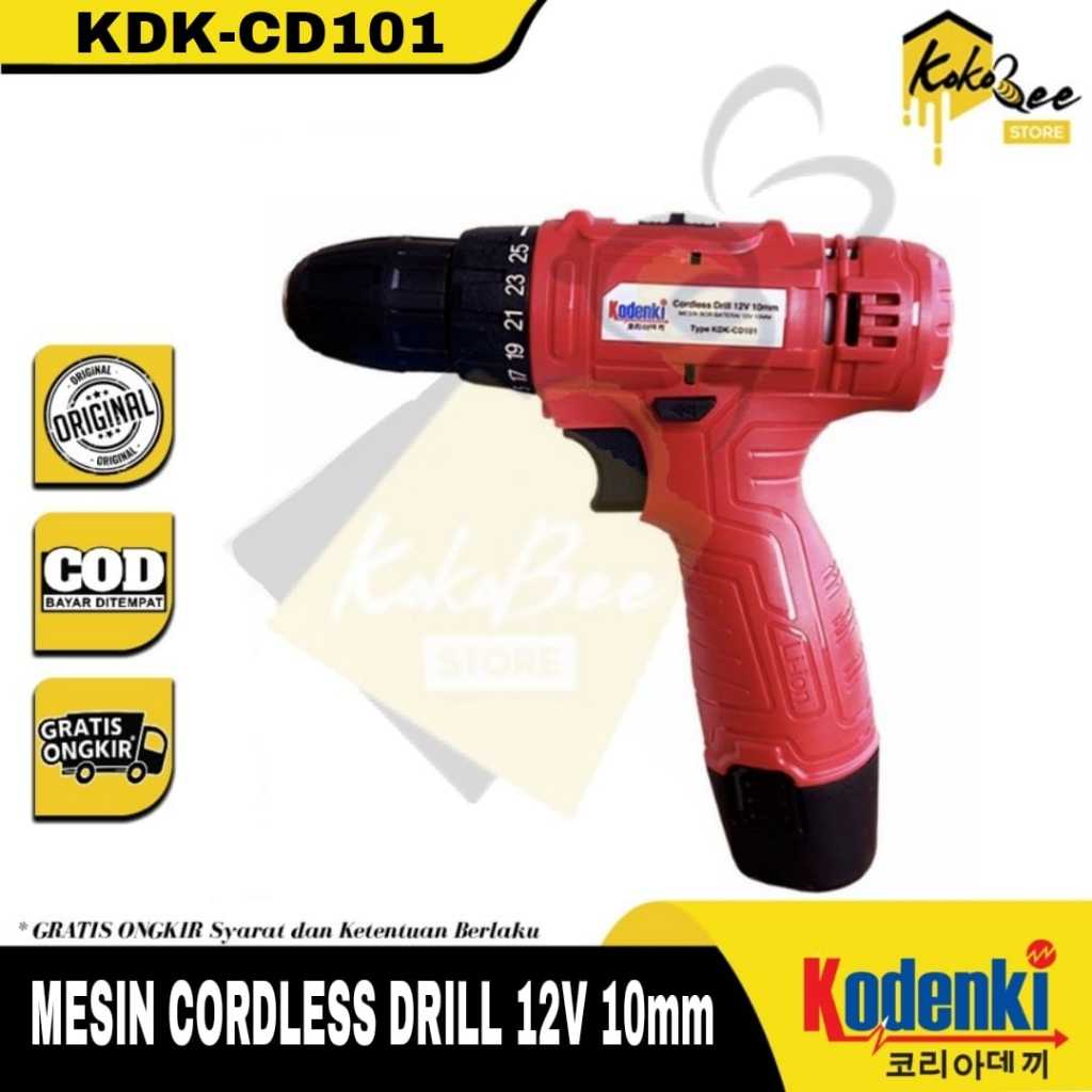 Jual Mesin Bor Baterai Cordless 12V 10mm Kodenki - Cordless Drill 10 Mm ...