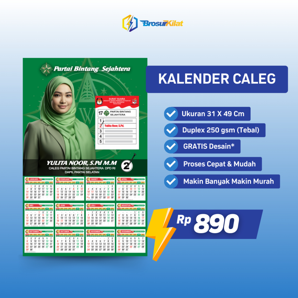 Jual Cetak Kalender Poster (Caleg) - Bahan Tebal | Shopee Indonesia