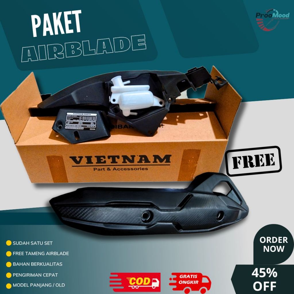 Jual Paket Airblade Spakbor Kolong Dan Tameng Knalpot Airblade Vario Led New Universal