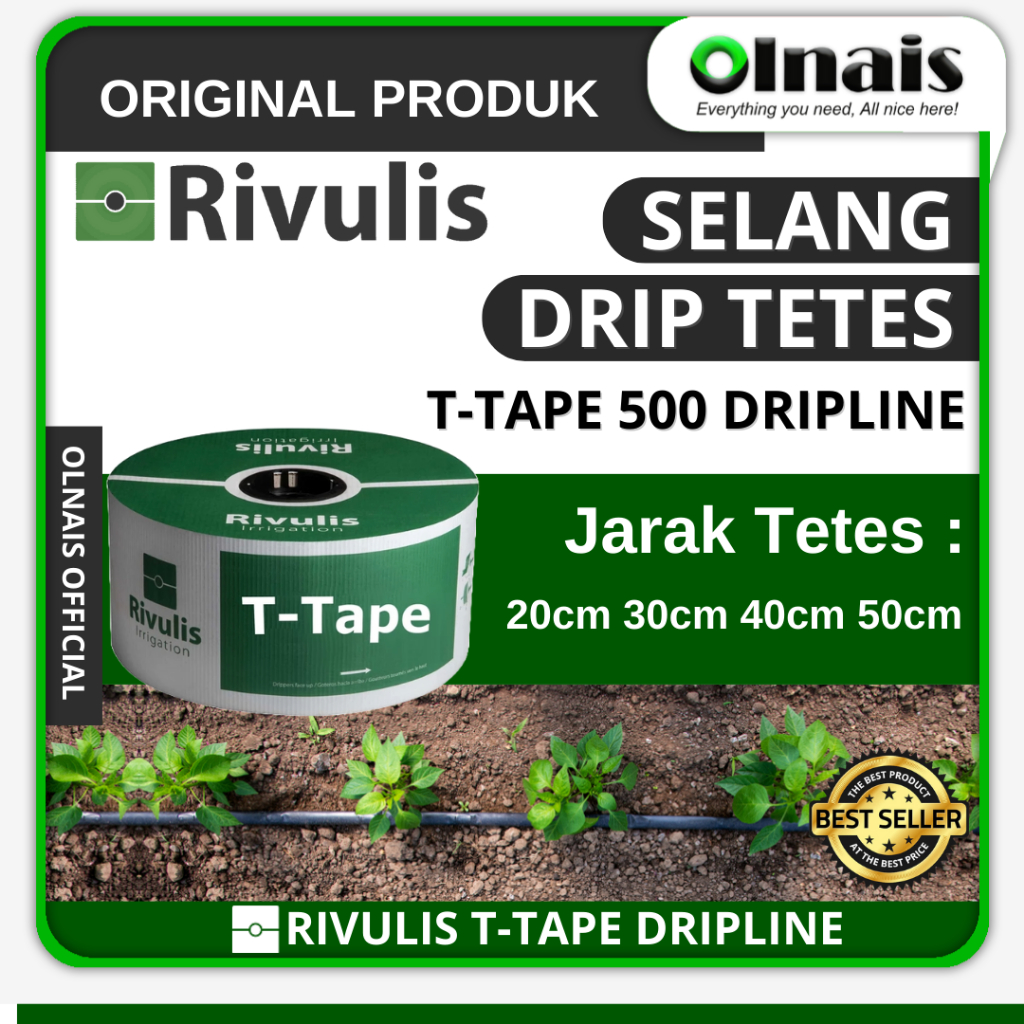 Jual SELANG DRIP TETES IRIGASI RIVULIS TTAPE 500 (Harga/10 meter
