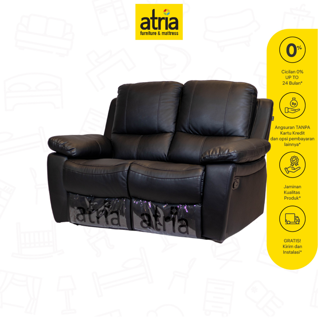 Jual Atria Sofa Recliner Livana Black 2 Seat Black | Shopee Indonesia