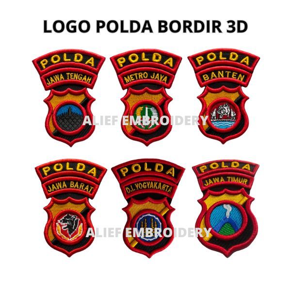 Jual Logo Polda Jabar Metro Jaya Banten Jateng Timbul Bordir 3d