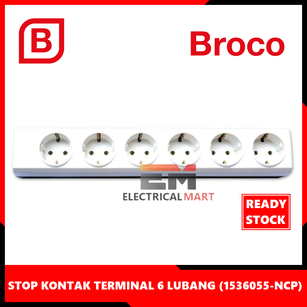 Jual (GROSIR) Stop Kontak 6 Lubang Broco Putih (15360) Socket Terminal ...