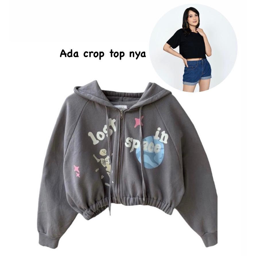 Jaket hoodie crop online