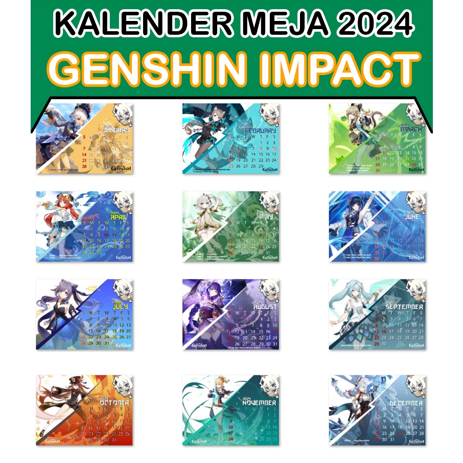 Jual KALENDER MEJA 2024 Genshin Impact Limited Edition (Ukuran A5