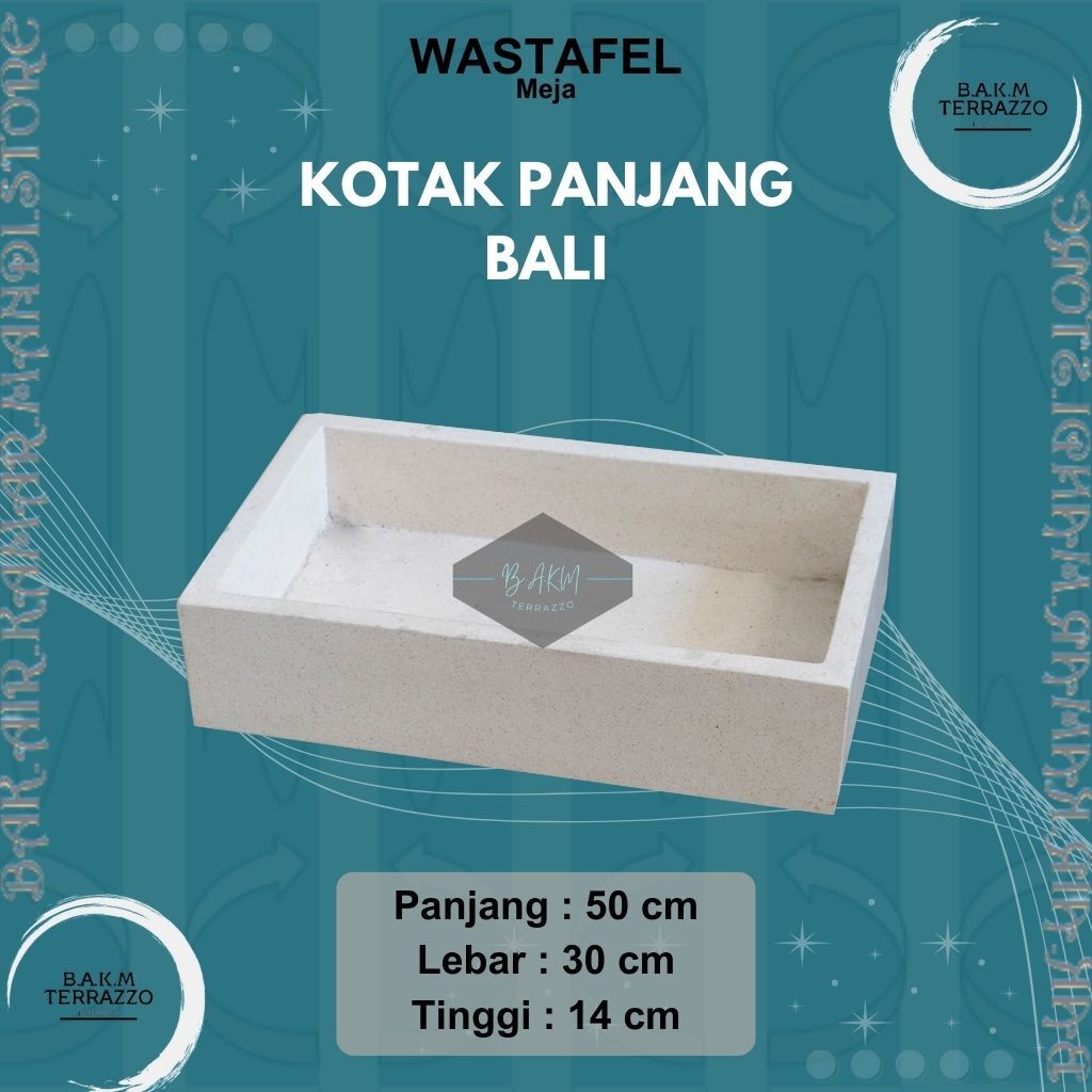 Jual Wastafel Meja Terazzo Tipe Kotak Panjang Bali Putih Gading Wastafel Toilet Minimalis Bakm