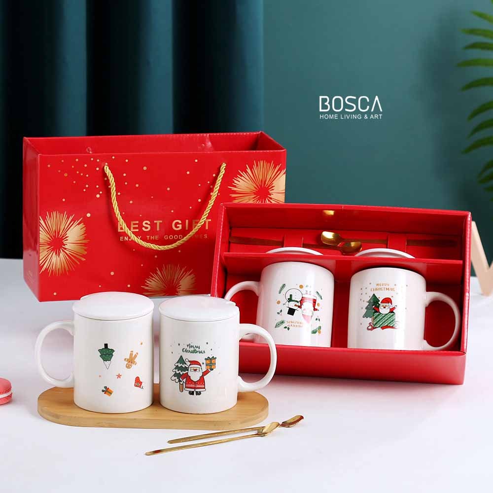 Jual Bosca Living Christmas Noel Santa Mug Set Isi 2 Pcs Gelas Keramik Mug Hampers Natal 8477