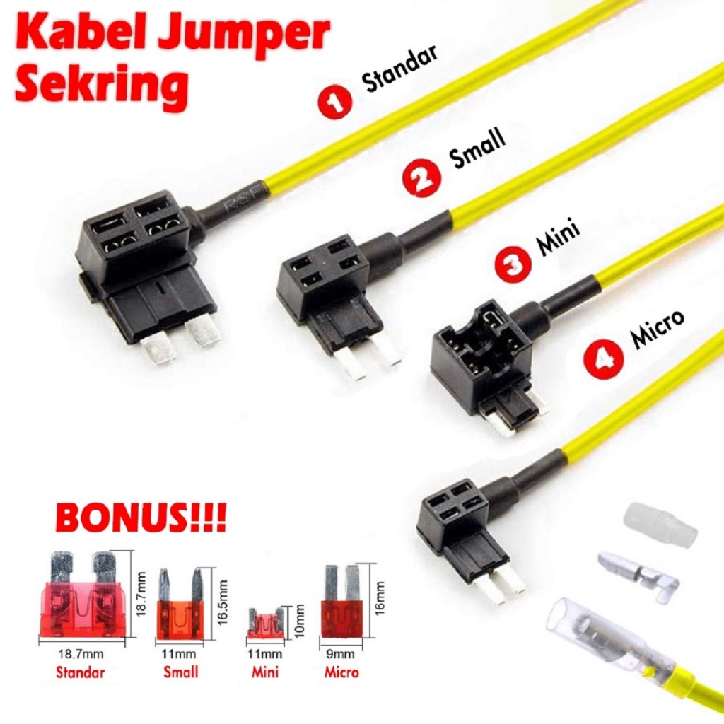 Jual Fuse jumper tap connector fuse low profile/mini/small/standar/micro kabel jumper arus