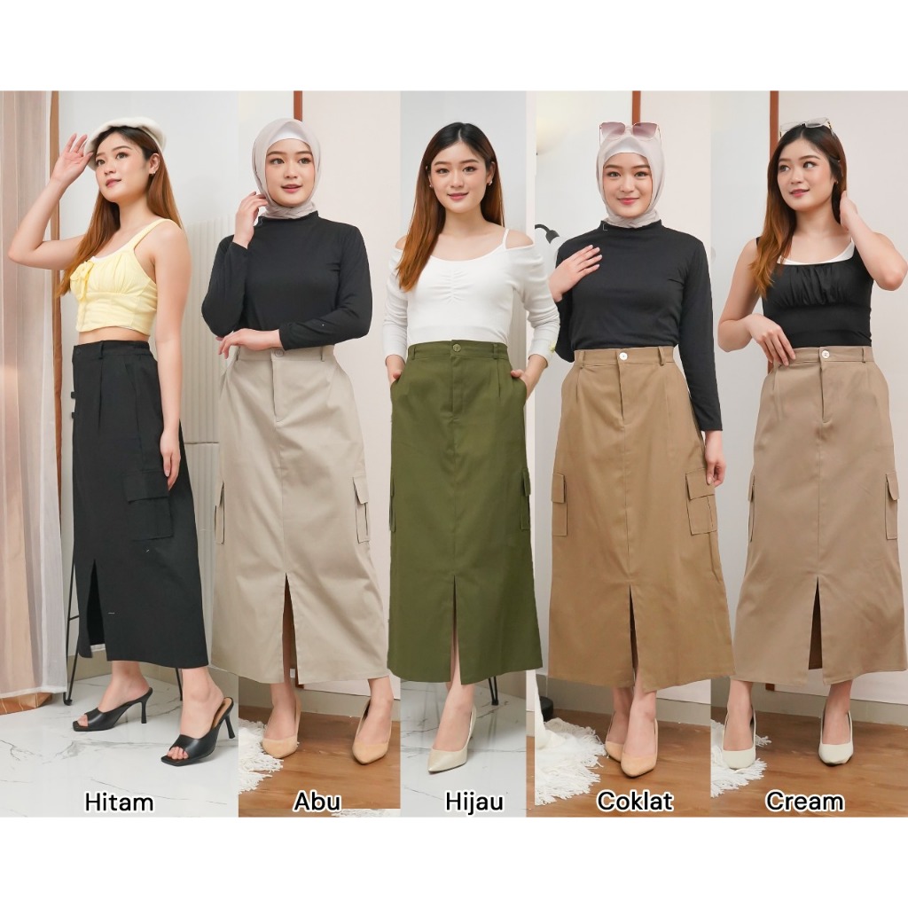 Jual ROK CARGO BELAHAN WANITA KEKINIAN COTTON TWILL STREAT KOREA SKIRT ...
