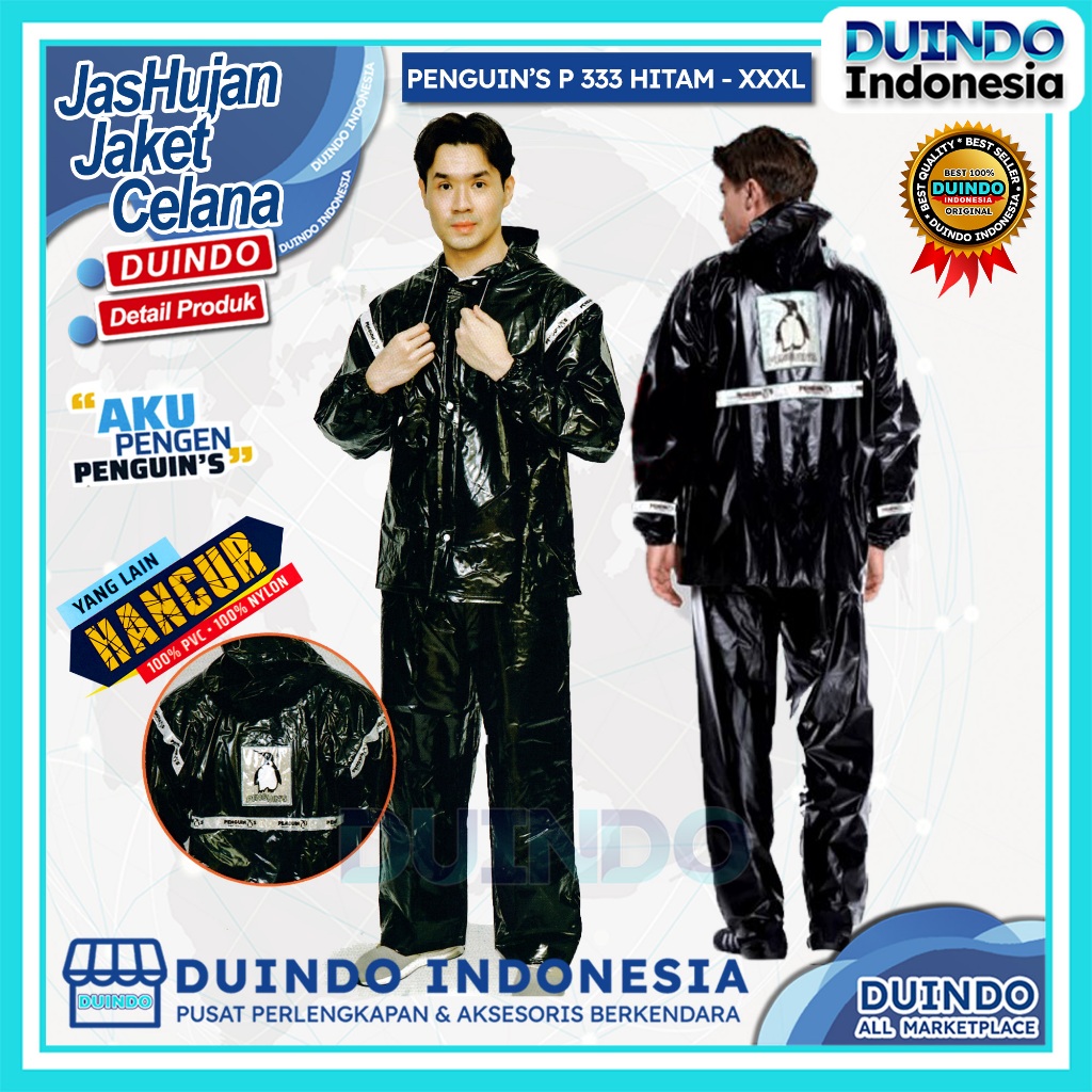 Jual Duindo Jas Hujan Penguin S P Hitam Xxxl Pria Wanita Jaket