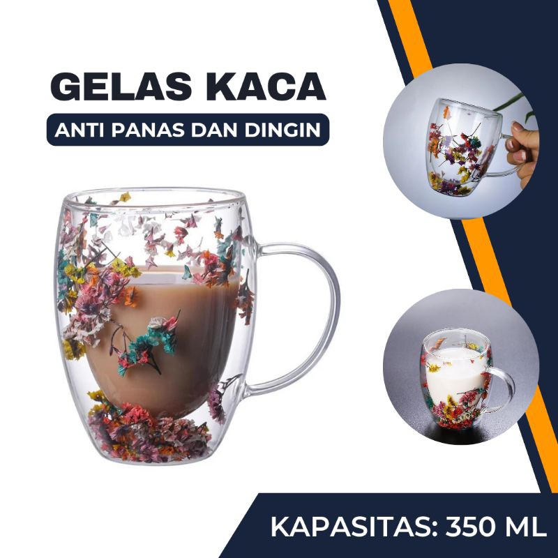 Jual Gelas Cangkir Kopi Susu Teh Kaca Anti Panas Double Wall Glass 350ml Shopee Indonesia 8018