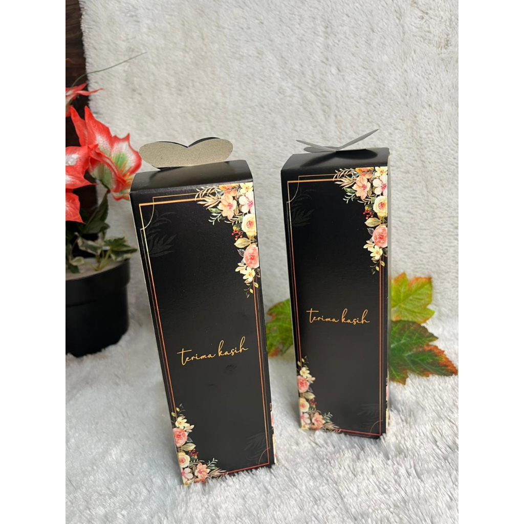 Jual Box Souvenir Botol Warna Motif Bunga Cantik HITAM & KUNING KK ...